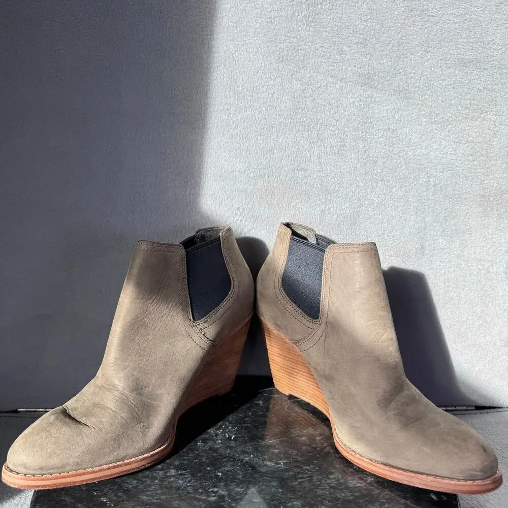 Cole Haan Balthasar Nubuck Wedge Heel Bootie In Greystone Women’s‎ Size 8.5B US